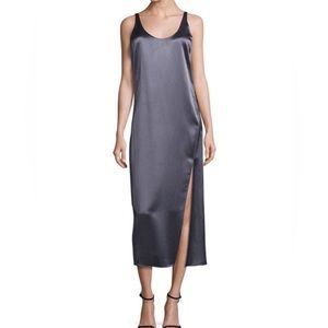 Diane Von Furstenberg Lyla Charmeuse Slip Dress Rock Gray Small Silk